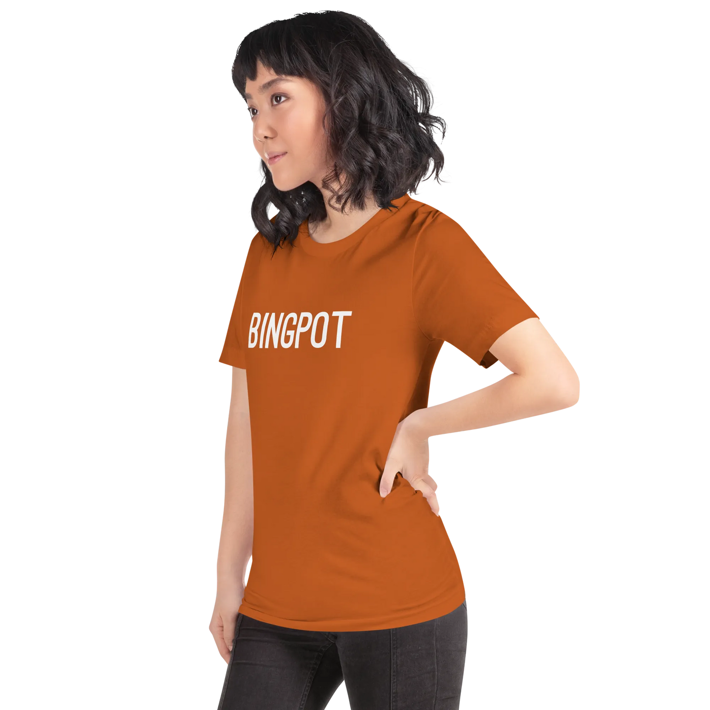 Brooklyn Nine-Nine Bingpot Tee in Autumn on woman left
