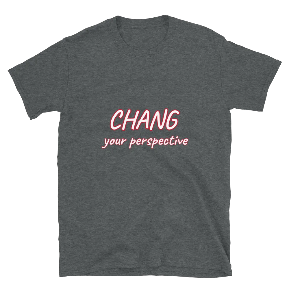 Chang Your Perspective Tee in Dark Heather Grey flatlay