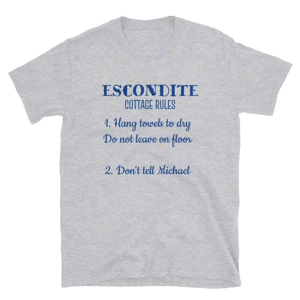 ESCONDITE Cottage Rules Tee in Sport Grey flatlay