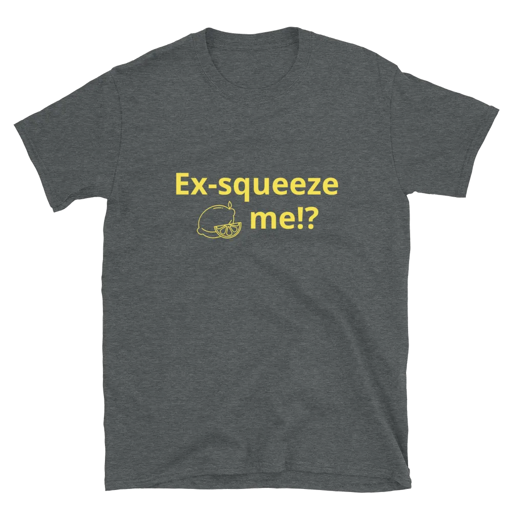 Ex-squeeze me Tee in Dark Heather Grey flatlay