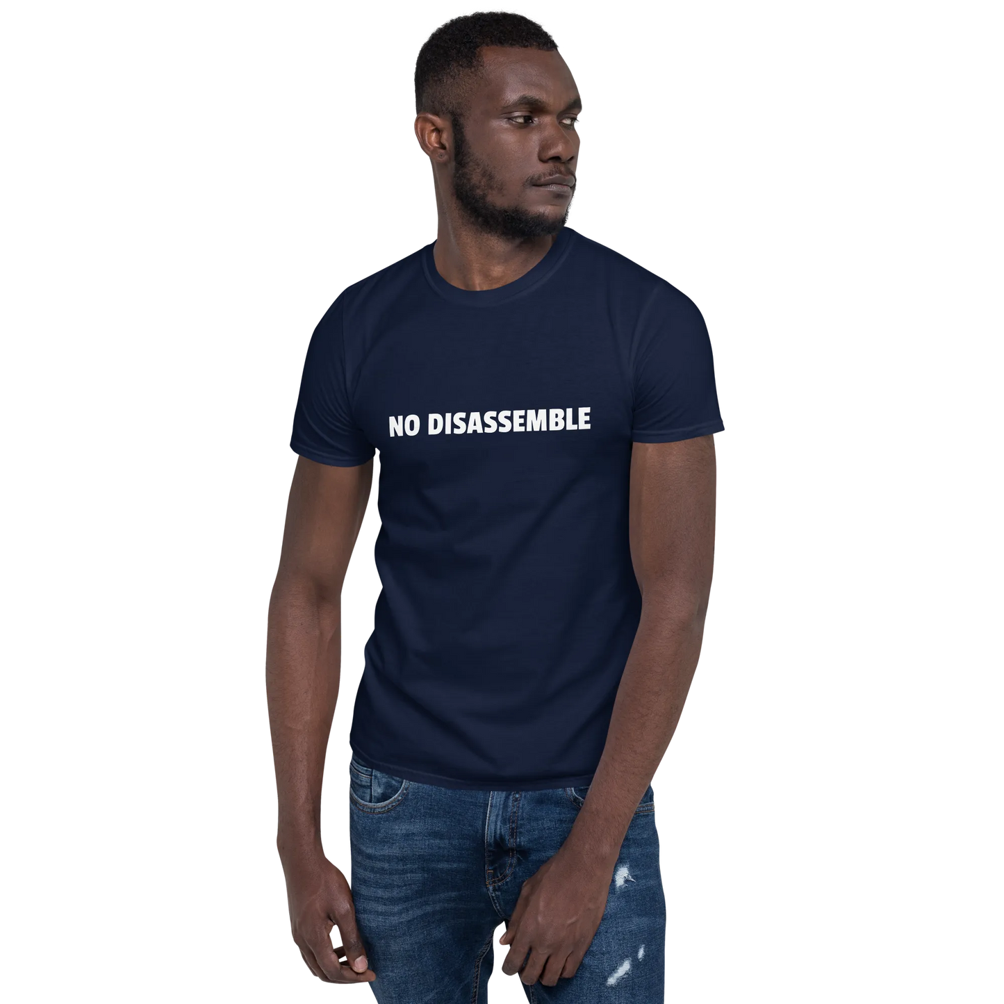 No Disassemble Tee in Navy on man right