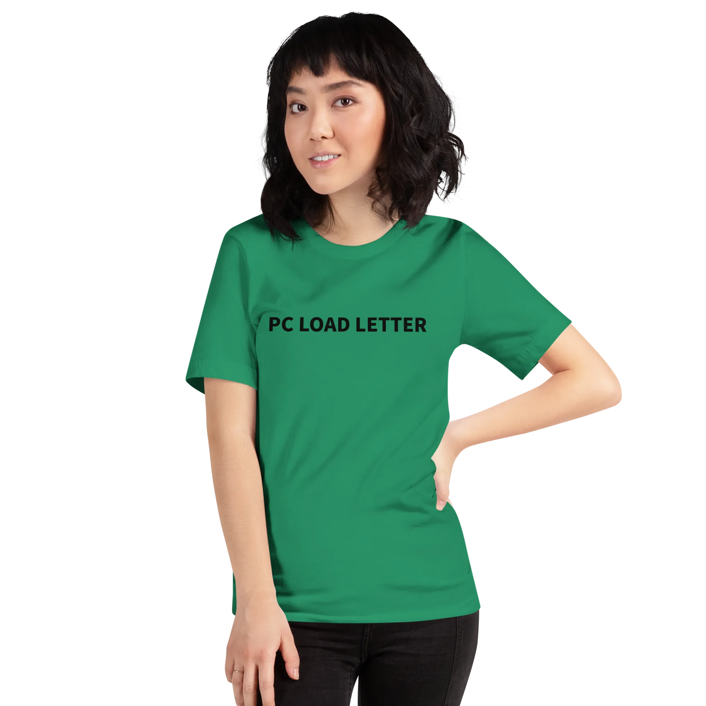 PC Load Letter Tee in Kelly on woman front