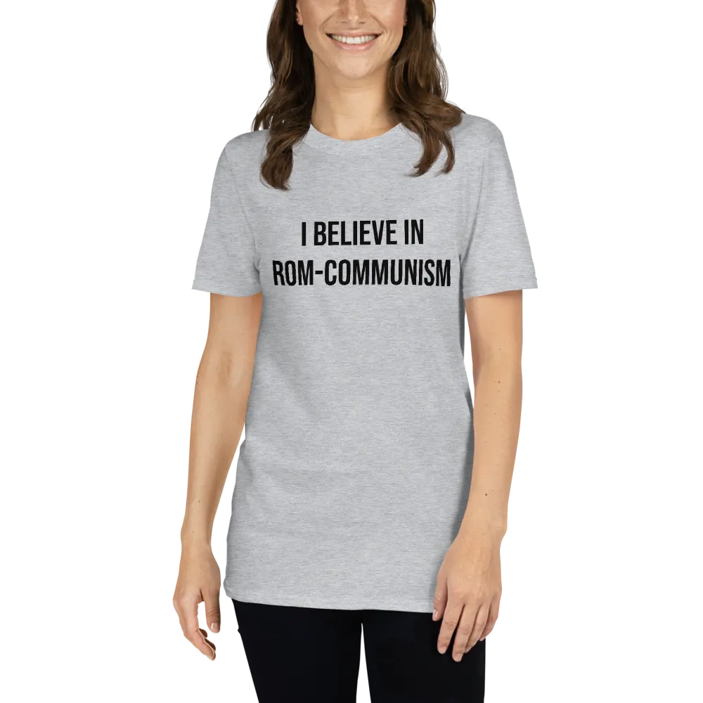Rom-Communism (Front Only) Tee in Sport Grey on woman