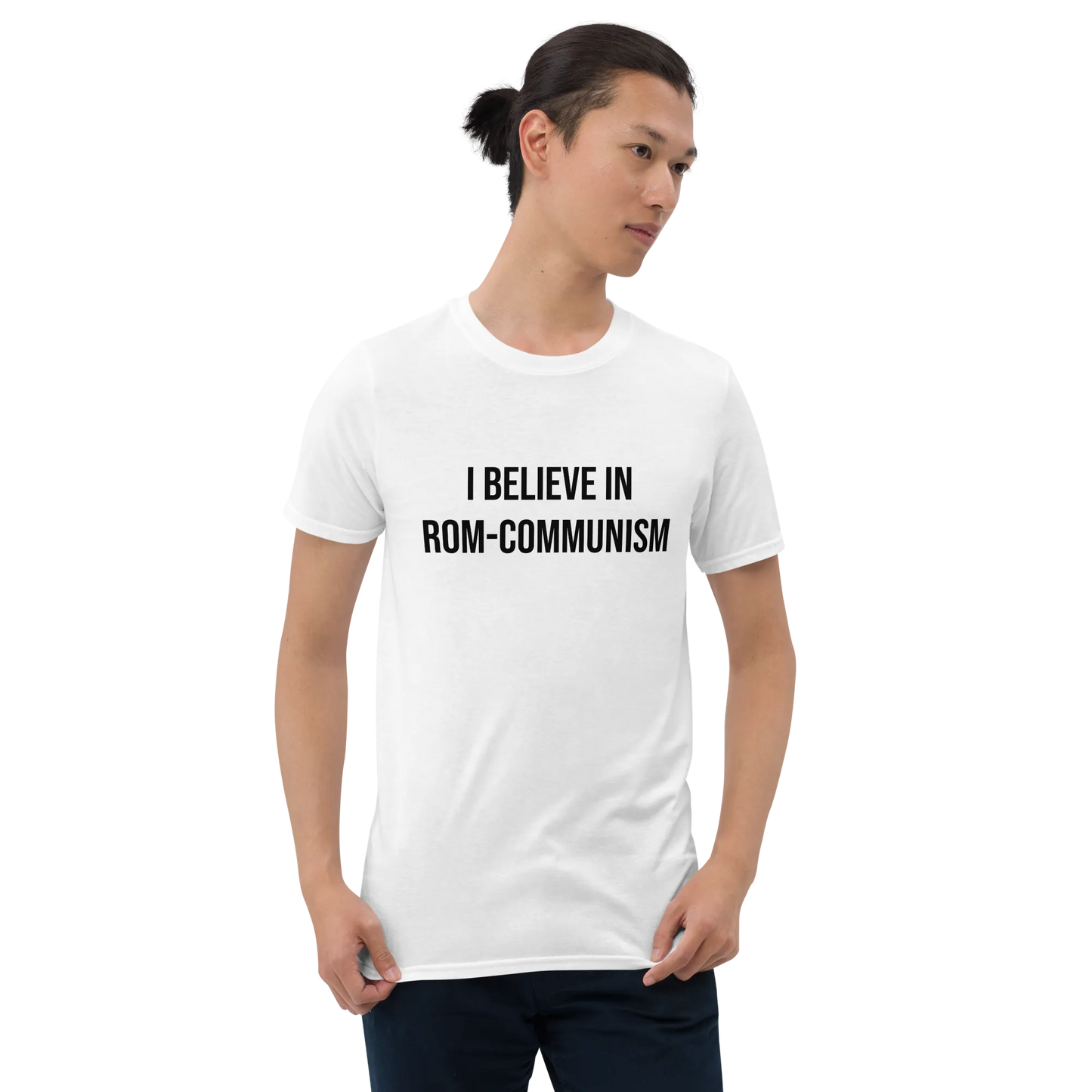 Rom-Communism (Front Only) Tee in White on man