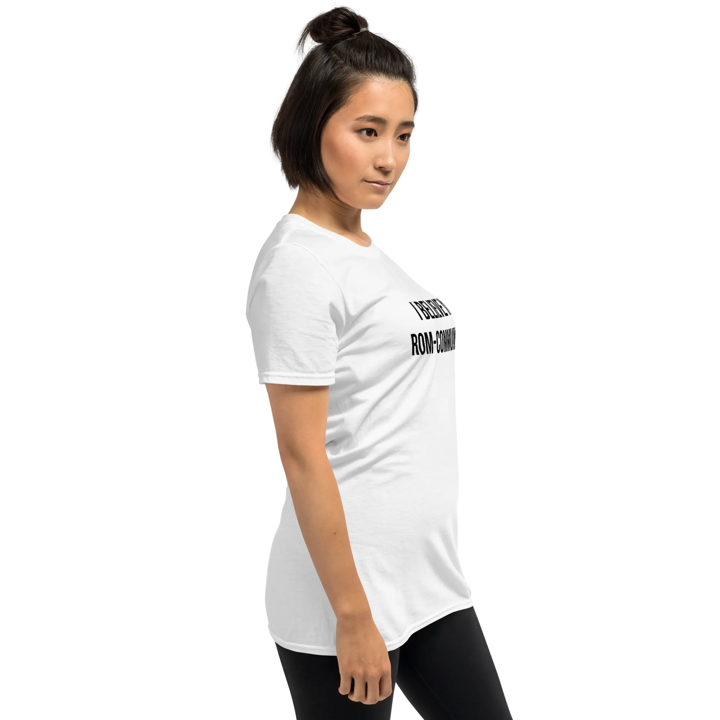 Rom-Communism (Front & Back) Tee in White on woman right