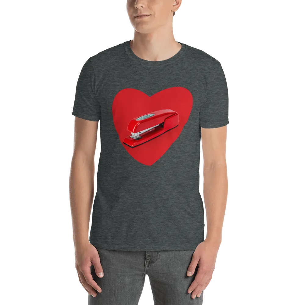 That's my stapler Tee in Dark Heather Grey on man