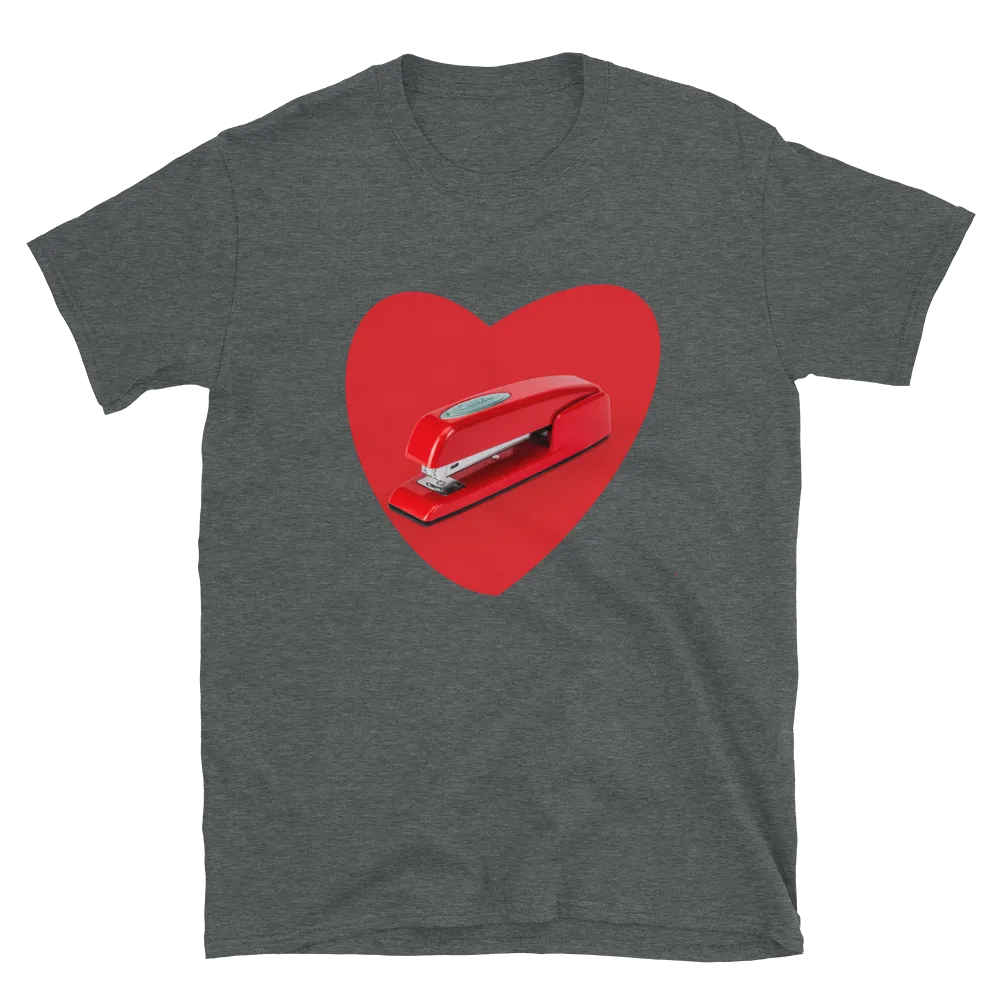 That's my stapler Tee in Dark Heather Grey flatlay