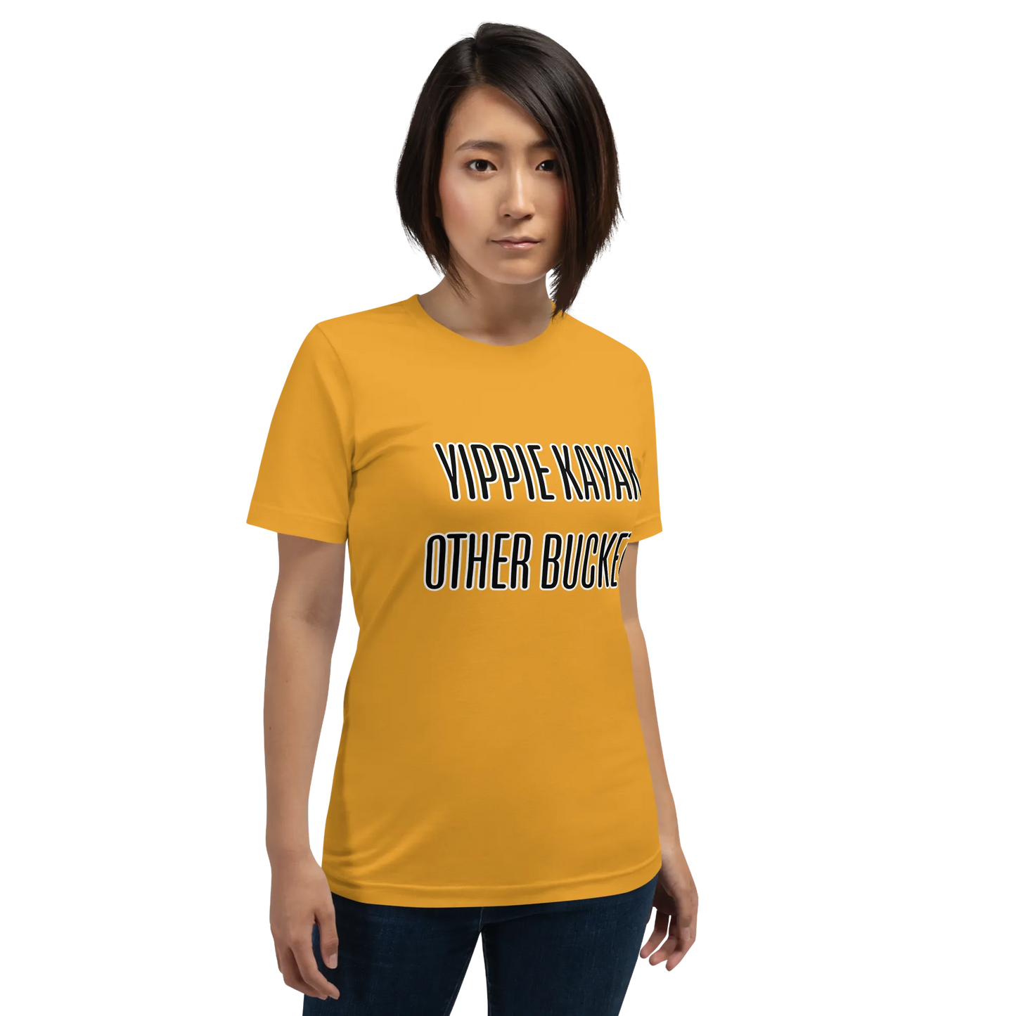 Yippie Kayak Other Buckets Tee in Mustard on woman