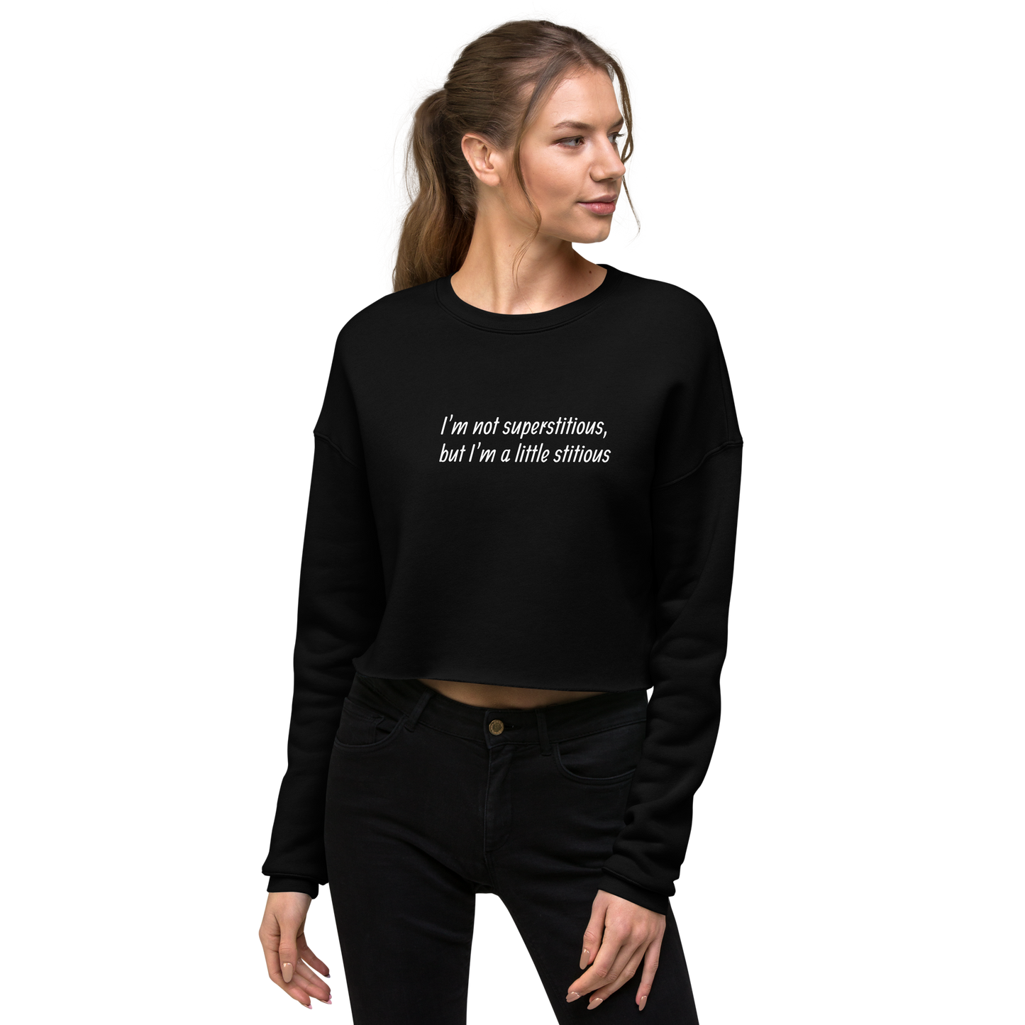 Little Stitious Crop Sweatshirt