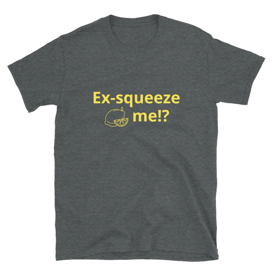 Ex-squeeze me Tee in Dark Heather Grey flatlay