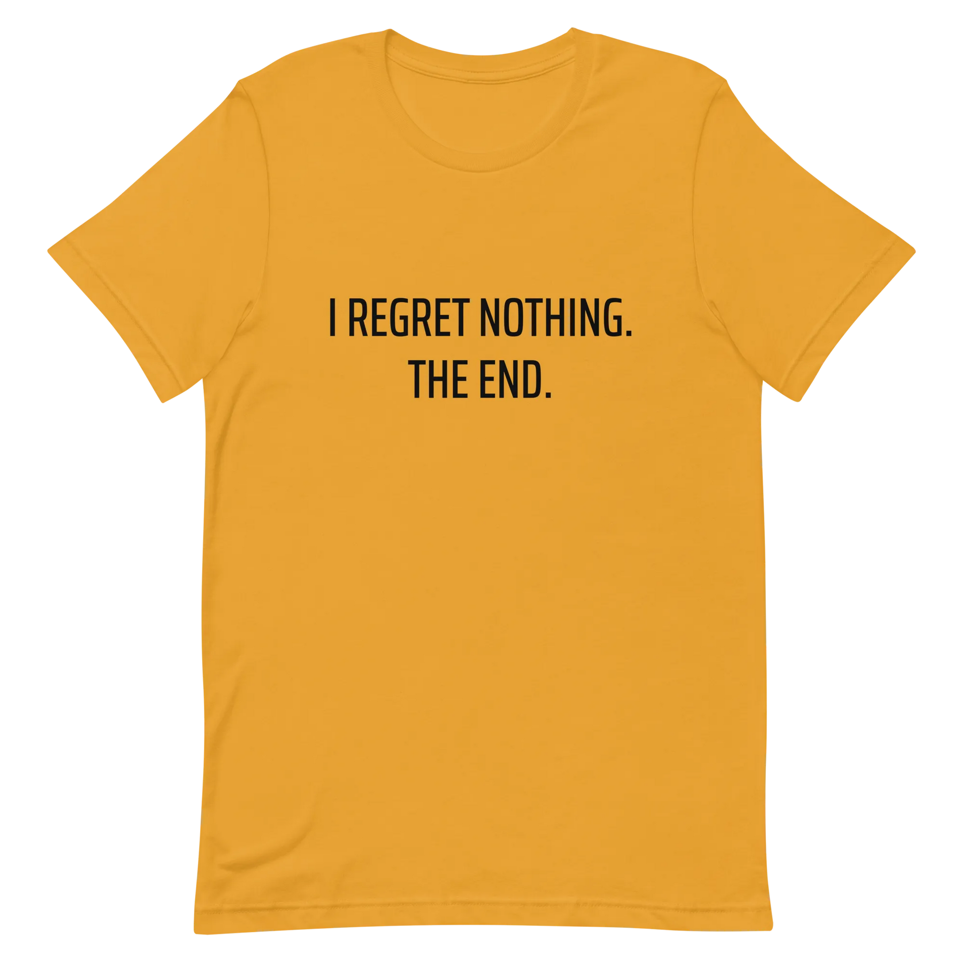 I Regret Nothing Tee in Mustard flatlay