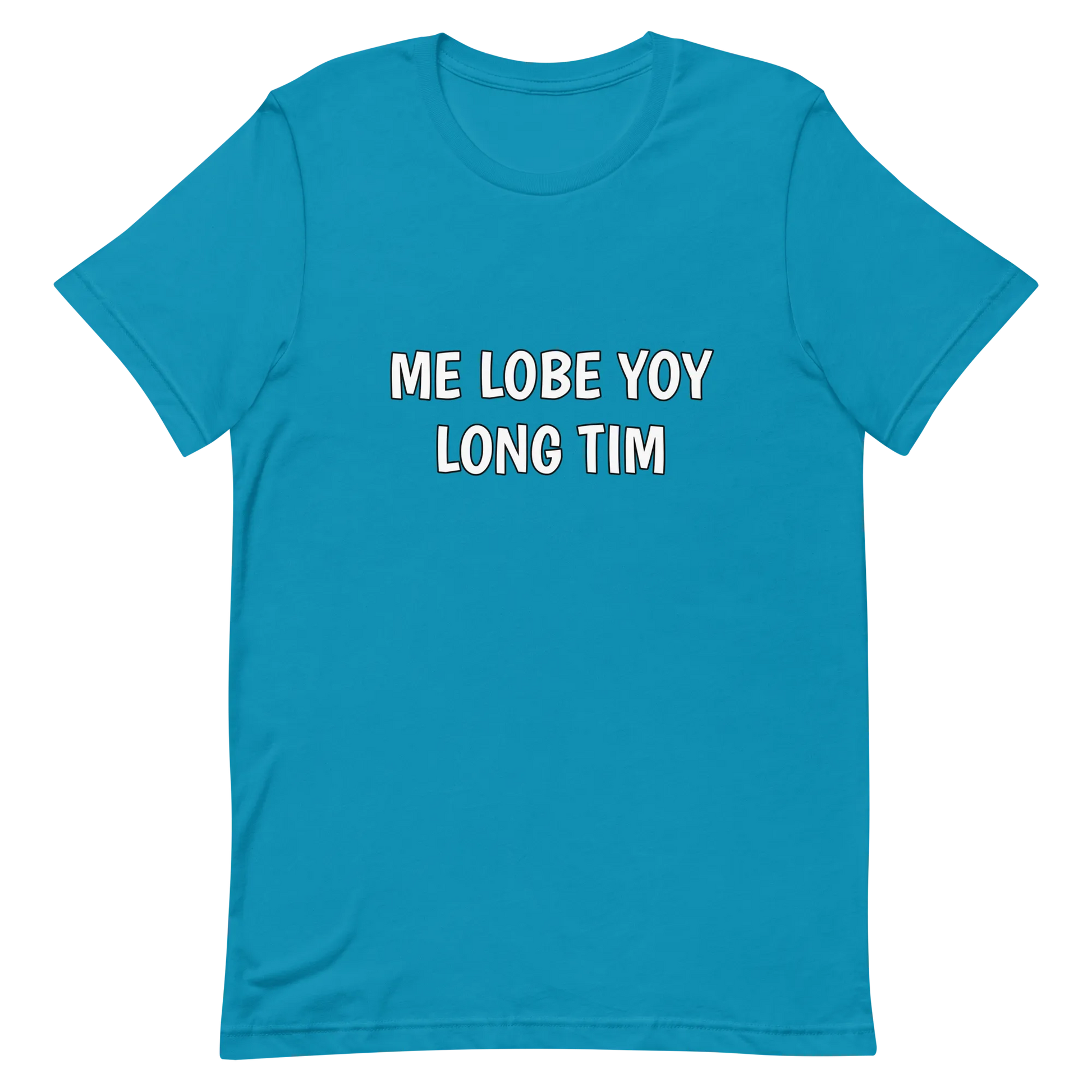 Me Lobe Yoy Long Tim Tee in Aqua flatlay
