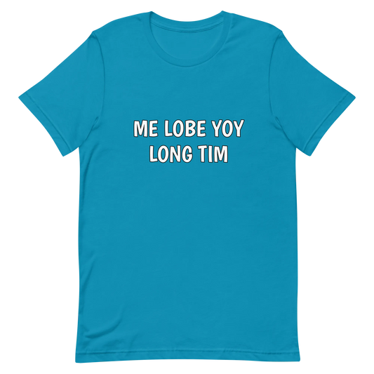 Me Lobe Yoy Long Tim Tee in Aqua flatlay