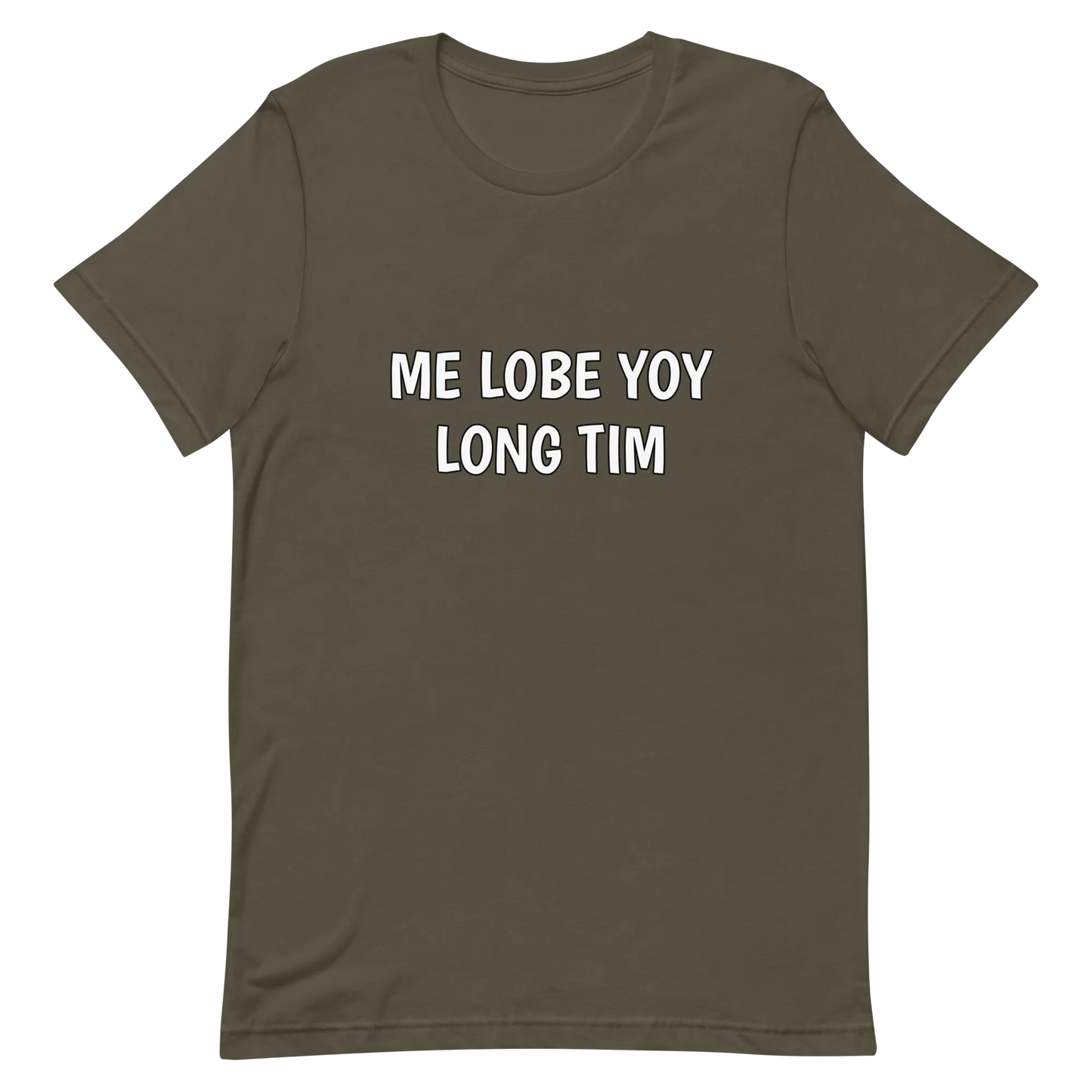 Me Lobe Yoy Long Tim Tee in Army flatlay