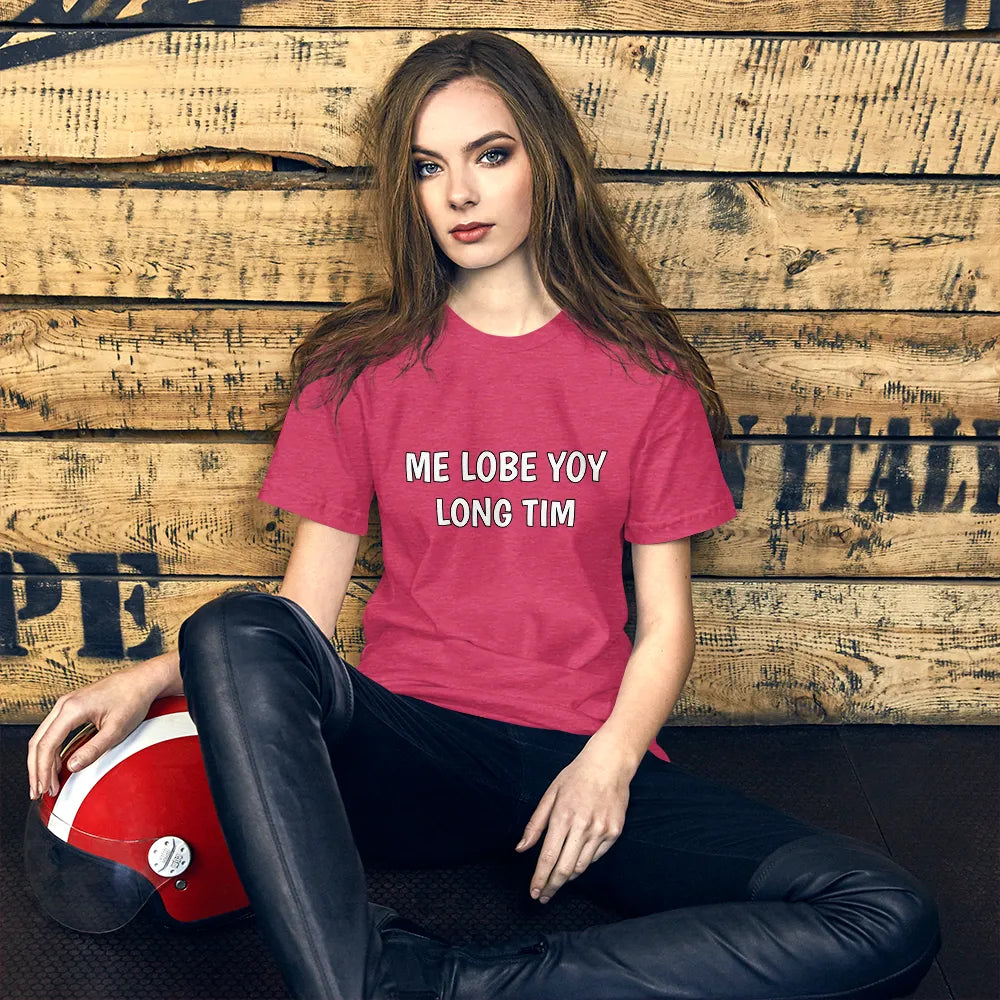 Me Lobe Yoy Long Tim Tee in Heather Raspberry on woman