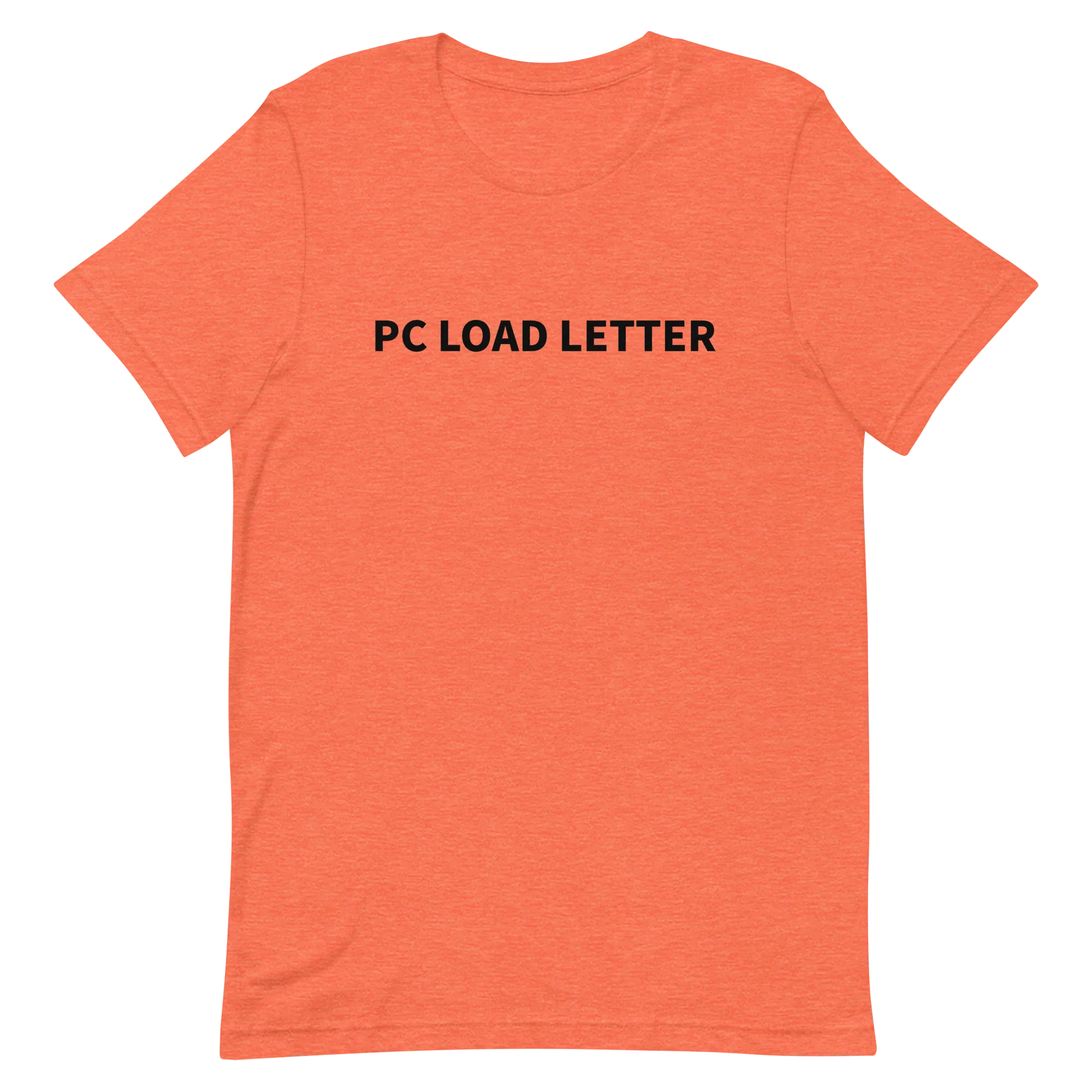 PC Load Letter Tee in Heather Orange flatlay