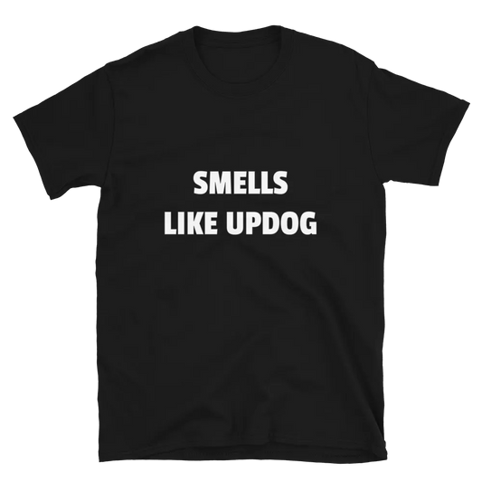Smells Like Updog Tee in Black flatlay