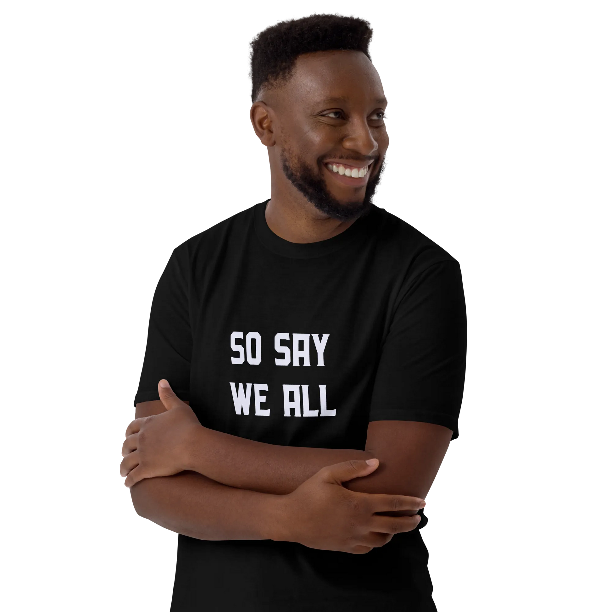 So Say We All Tee in Black on man