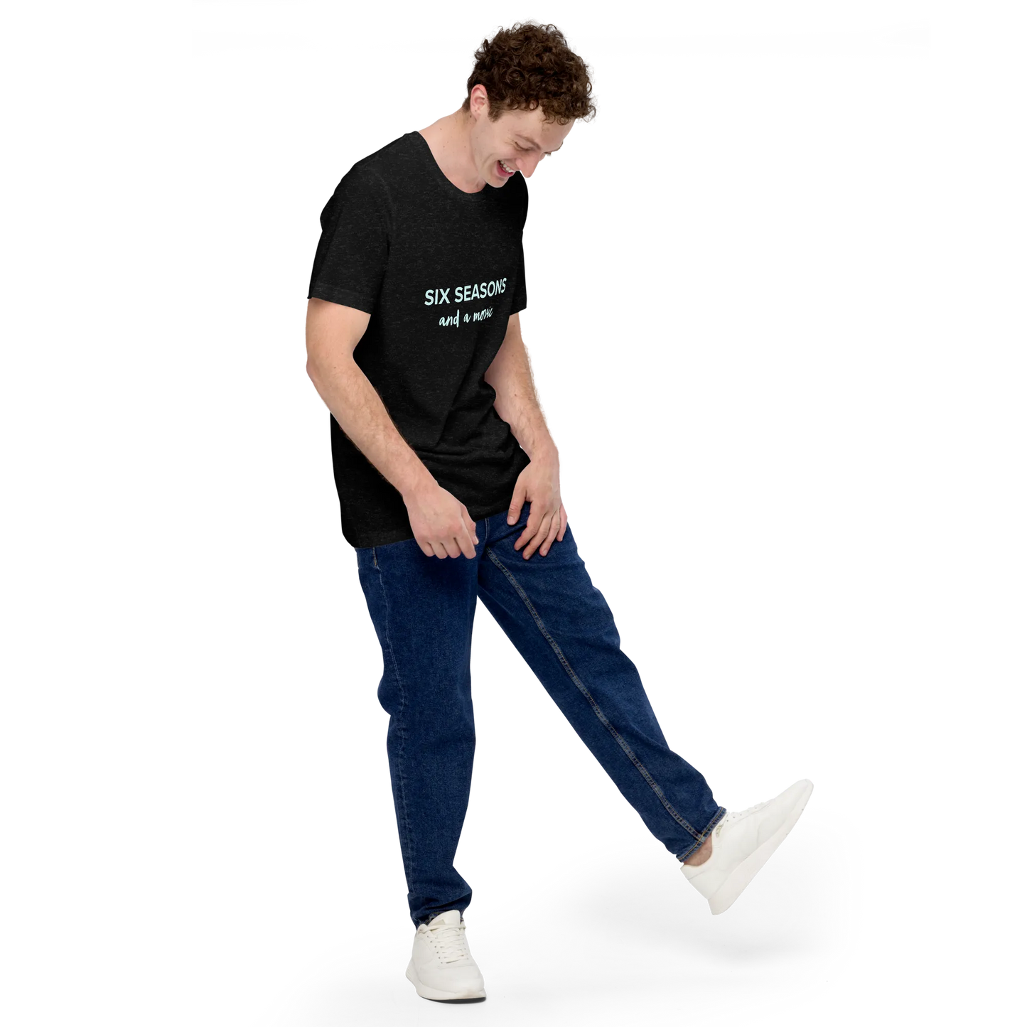 Six Seasons and a Movie Tee in Black on man looking down