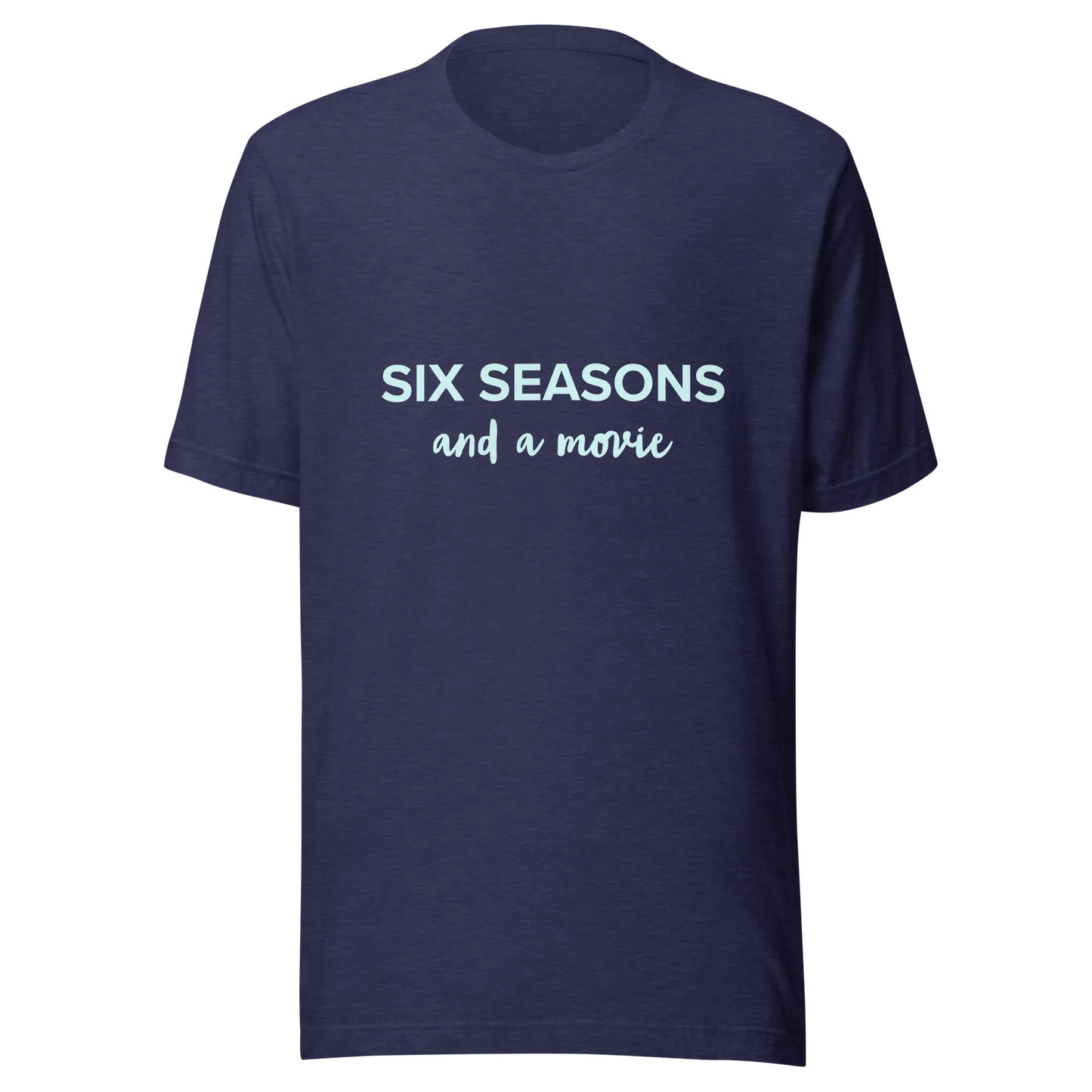 Six Seasons and a Movie Tee in Heather Midnight Navy flatlay