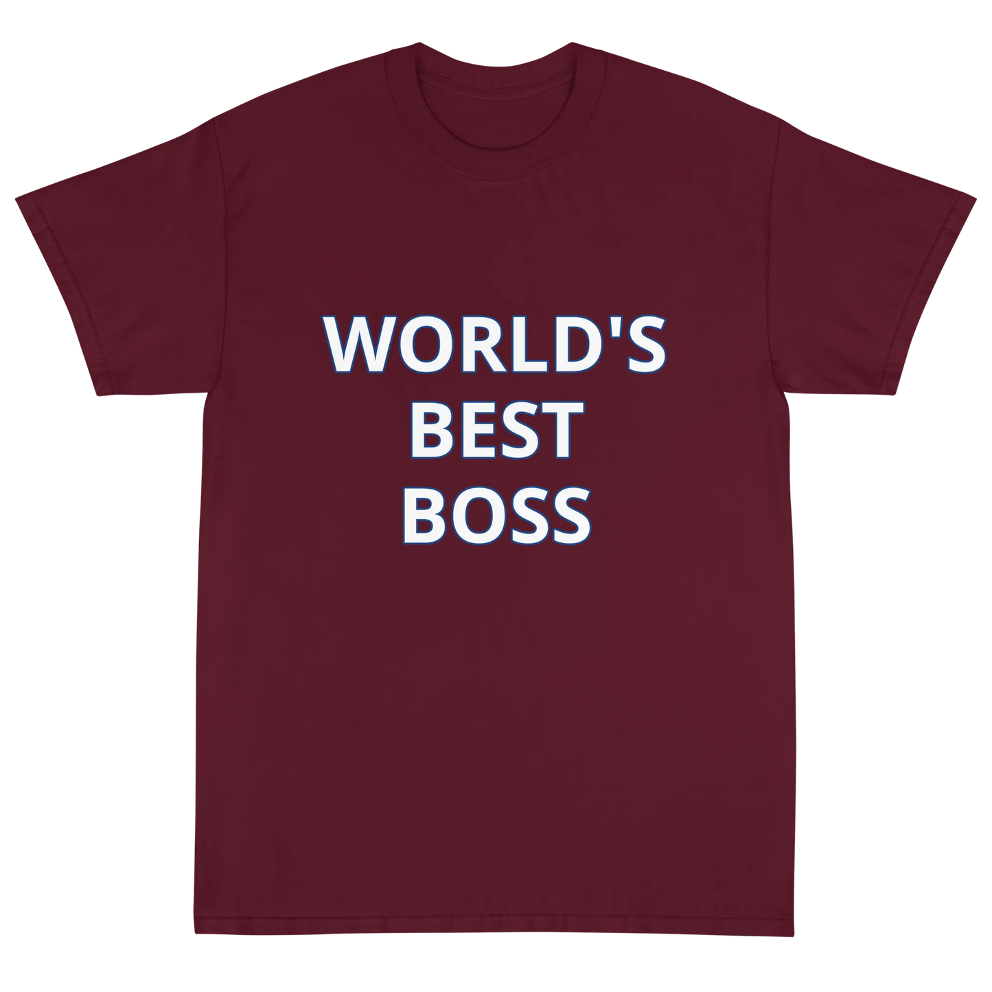 World's Best Boss Tee in Maroon flatlay