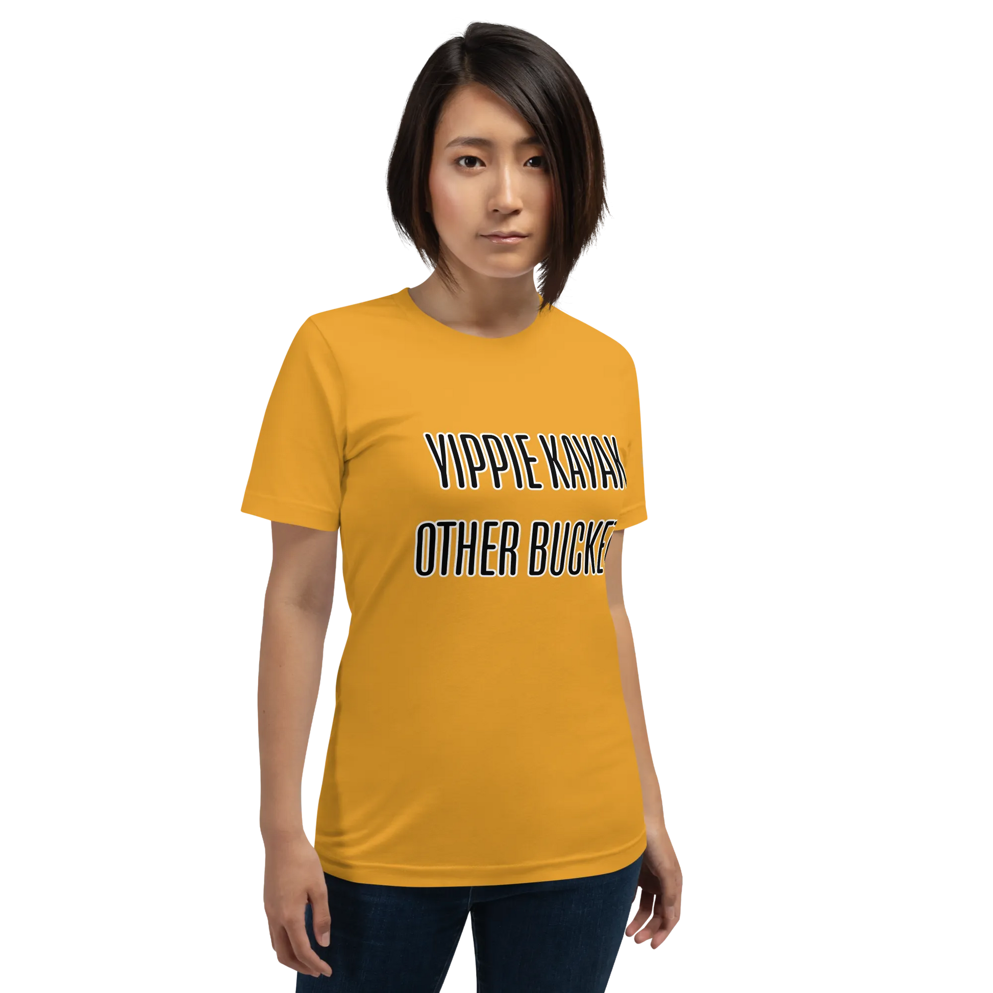 Yippie Kayak Other Buckets Tee in Mustard on woman