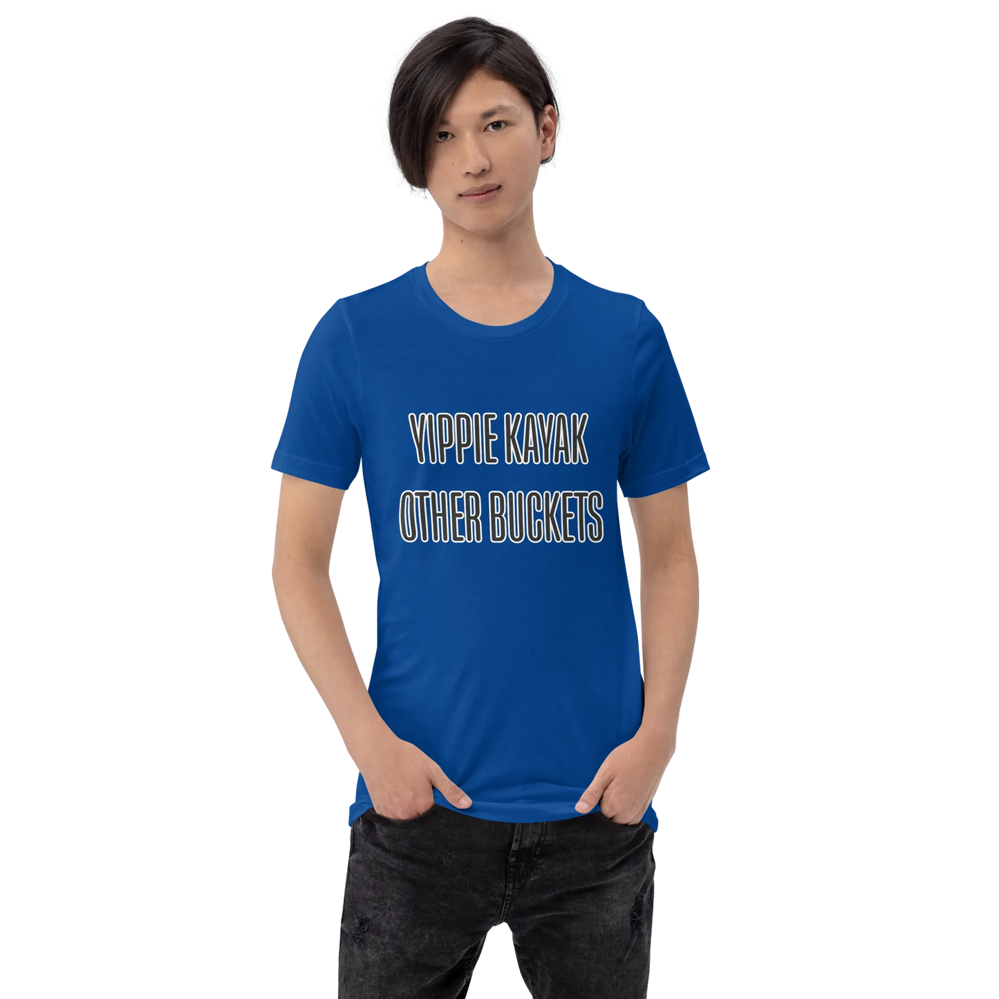 Yippie Kayak Other Buckets Tee in True Royal on man