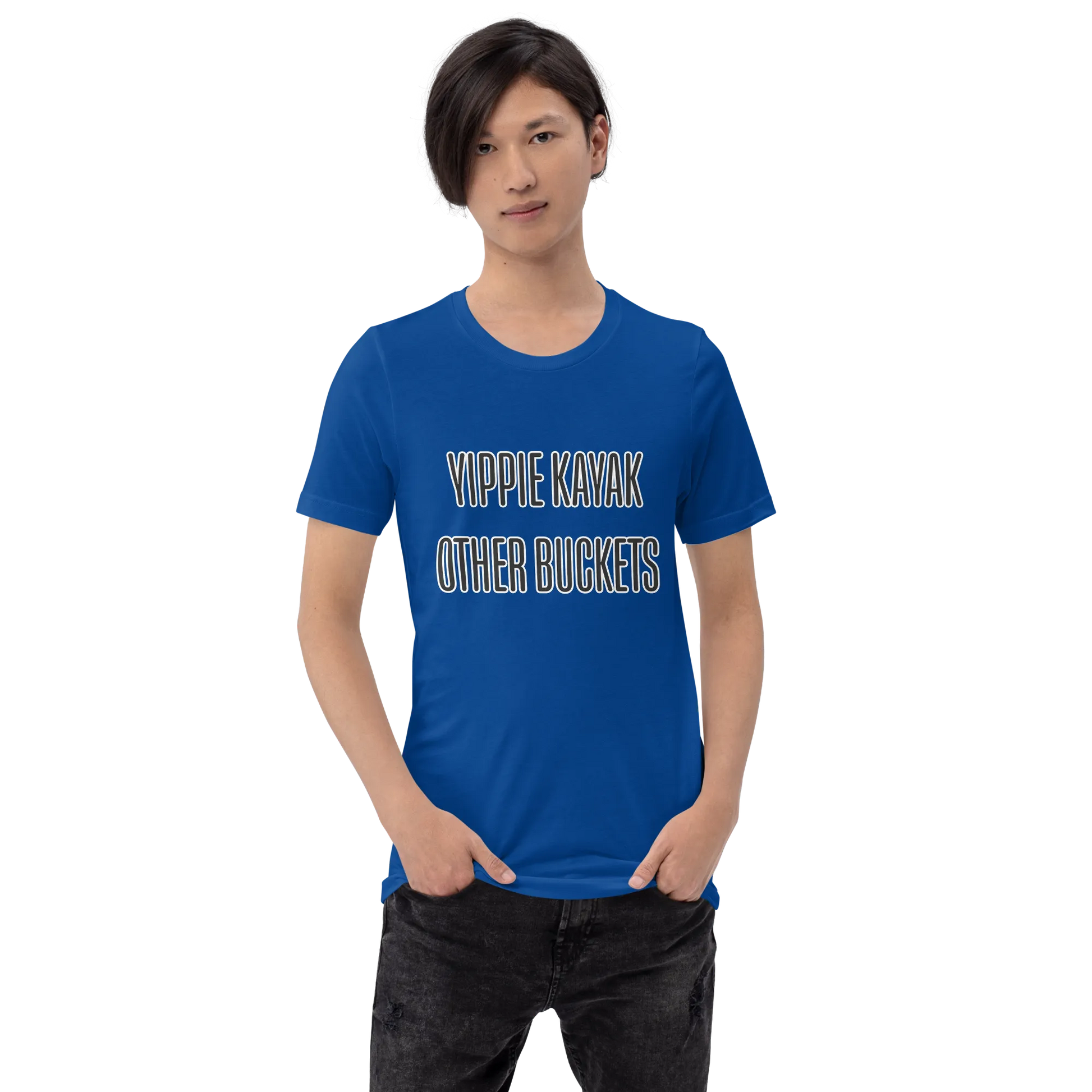 Yippie Kayak Other Buckets Tee in True Royal on man
